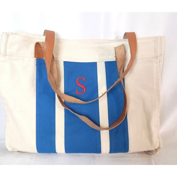 Extra Large 'S' Canvas Tote Shopper Bag Carryall Leather Straps Great Condition - Picture 1 of 9
